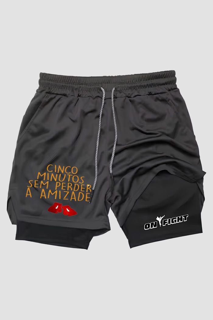 Short de compressão 2 em 1 boxe Cinco Minutos Sem Perder A Amizade