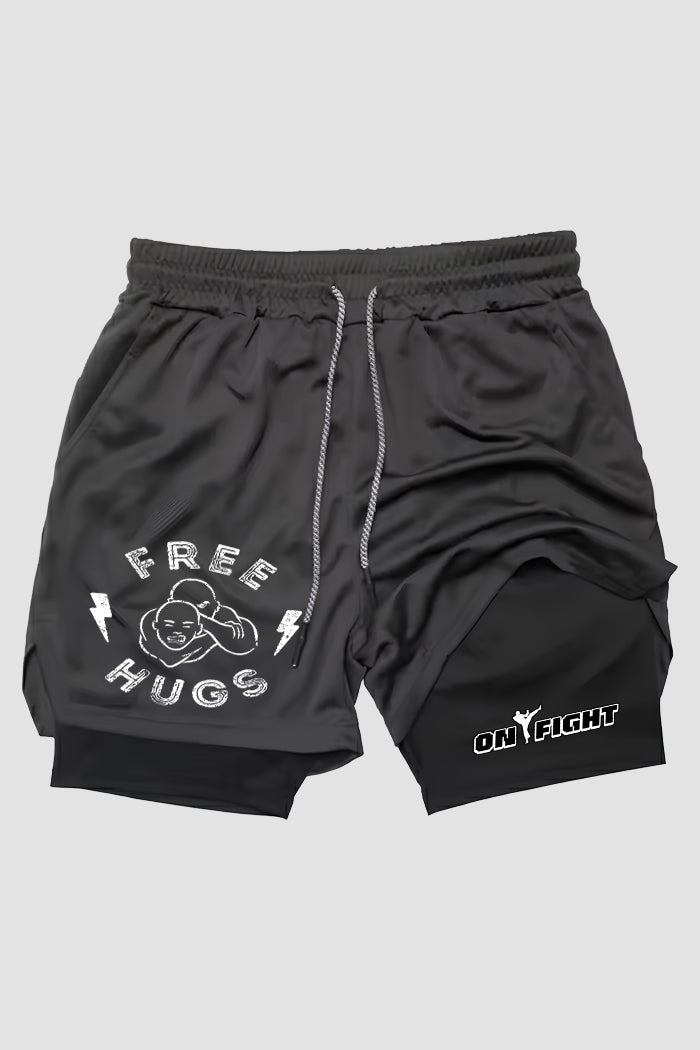 Short de compressão 2 em 1 jiu-jitsu Free Hugs – Armbar Edition
