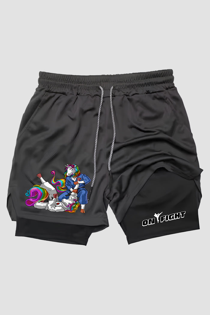 Short de compressão 2 em 1 jiu-jitsu Unicorn Roll – Magic On The Mat