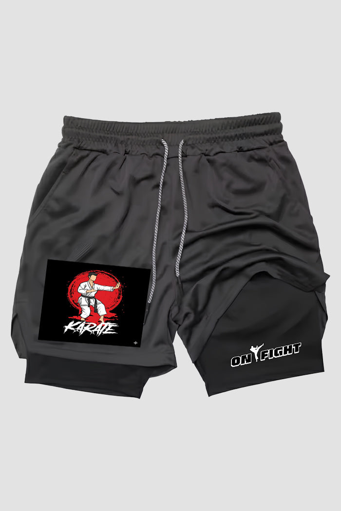 Short de compressão 2 em 1 Karate Retro