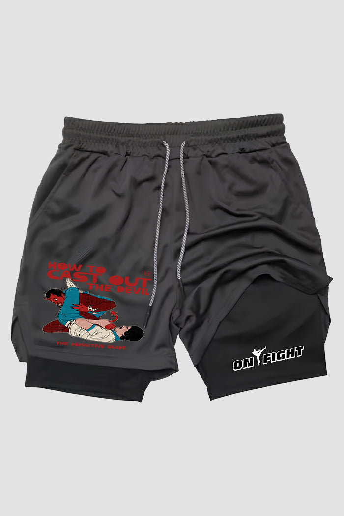 Short de compressão 2 em 1 jiu-jitsu Cast Out The Devil – The Guard Of God