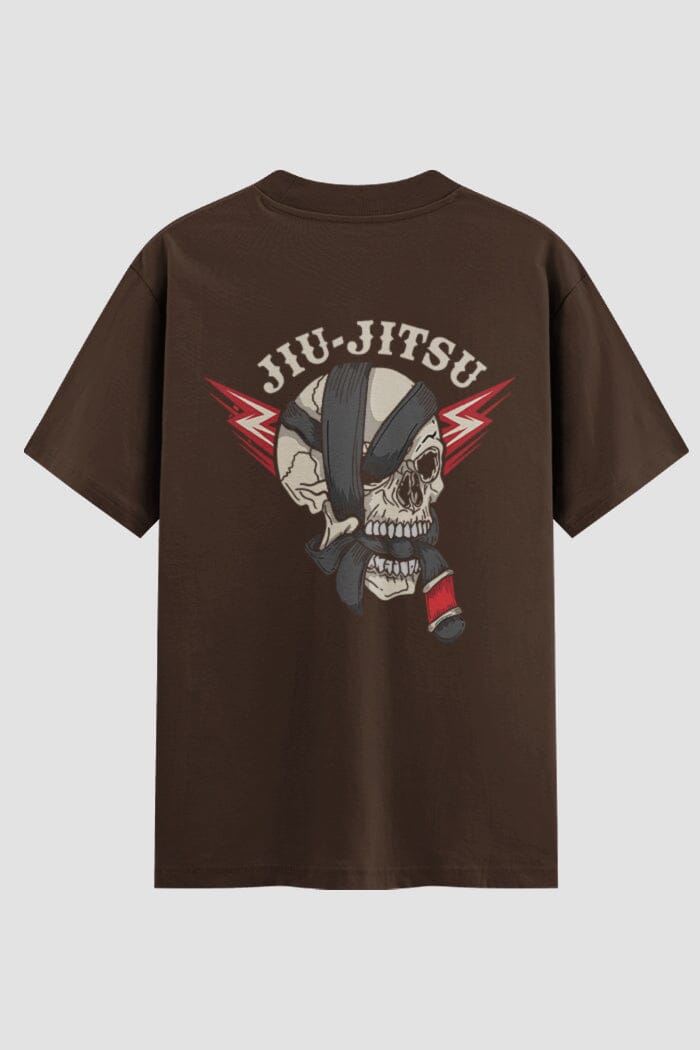 Camiseta Oversized Jiu-Jitsu Skull Oversized jiu-jitsu OnFight P Chocolate Masculino