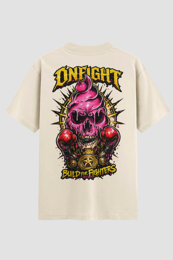 Camiseta Oversized Suedine Onfight K.O. Cream - Limited Edition