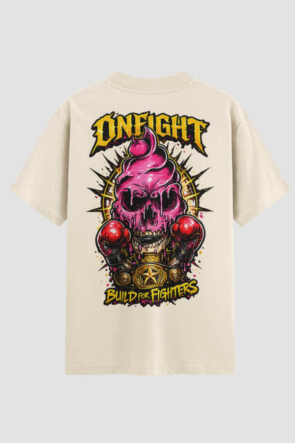 Camiseta Oversized Suedine Onfight K.O. Cream - Limited Edition
