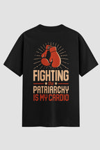 Camiseta Oversized Suedine boxe fighting the patriarchy