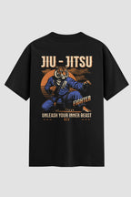 Camiseta Oversized Suedine Jiu-Jitsu Unleash Your Inner Beast