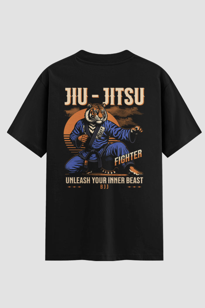 Camiseta Oversized Suedine Jiu-Jitsu Unleash Your Inner Beast