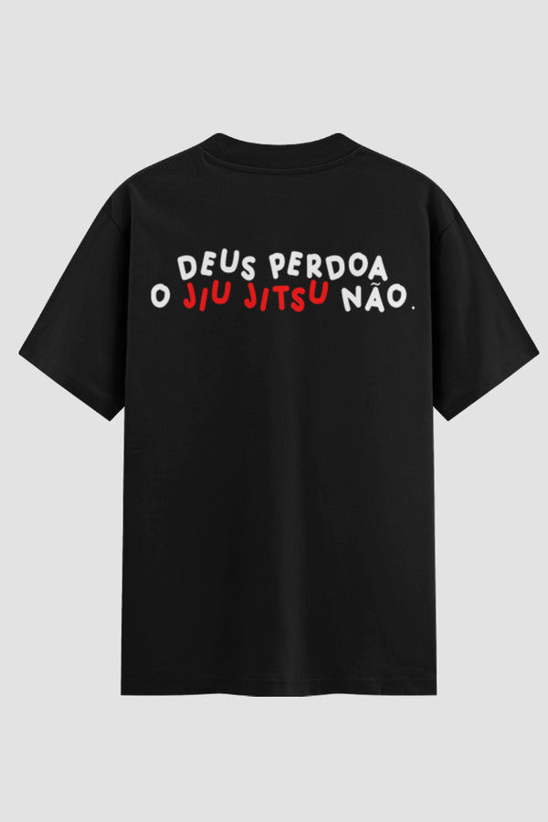 Camiseta Oversized Suedine Jiu-jitsu Deus perdoa o jiu jitsu não