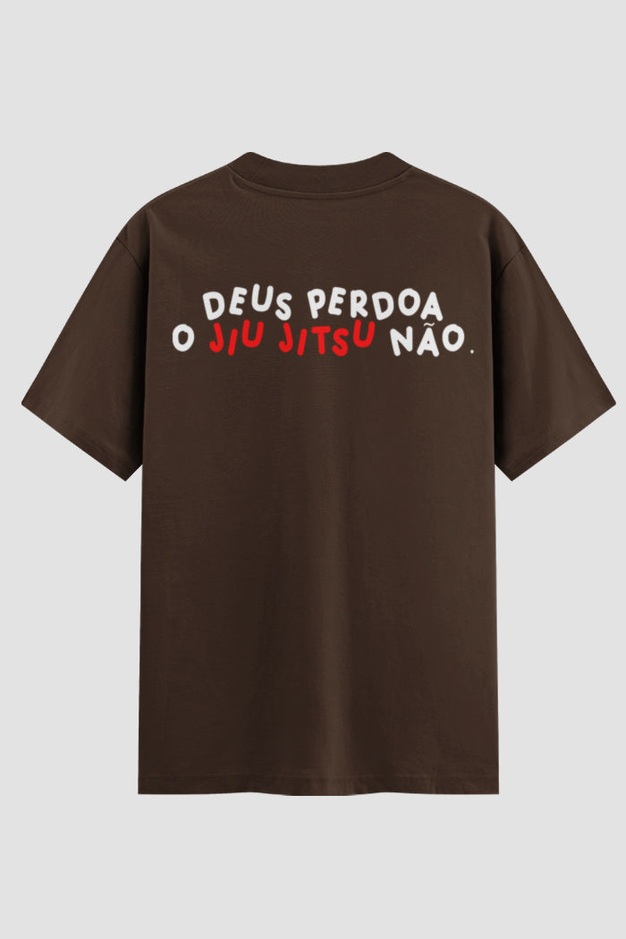 Camiseta Oversized Jiu-jitsu Deus perdoa o jiu jitsu não