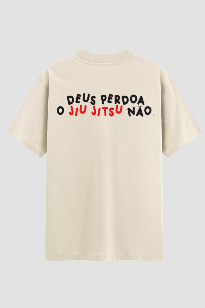 Camiseta Oversized Jiu-jitsu Deus perdoa o jiu jitsu não