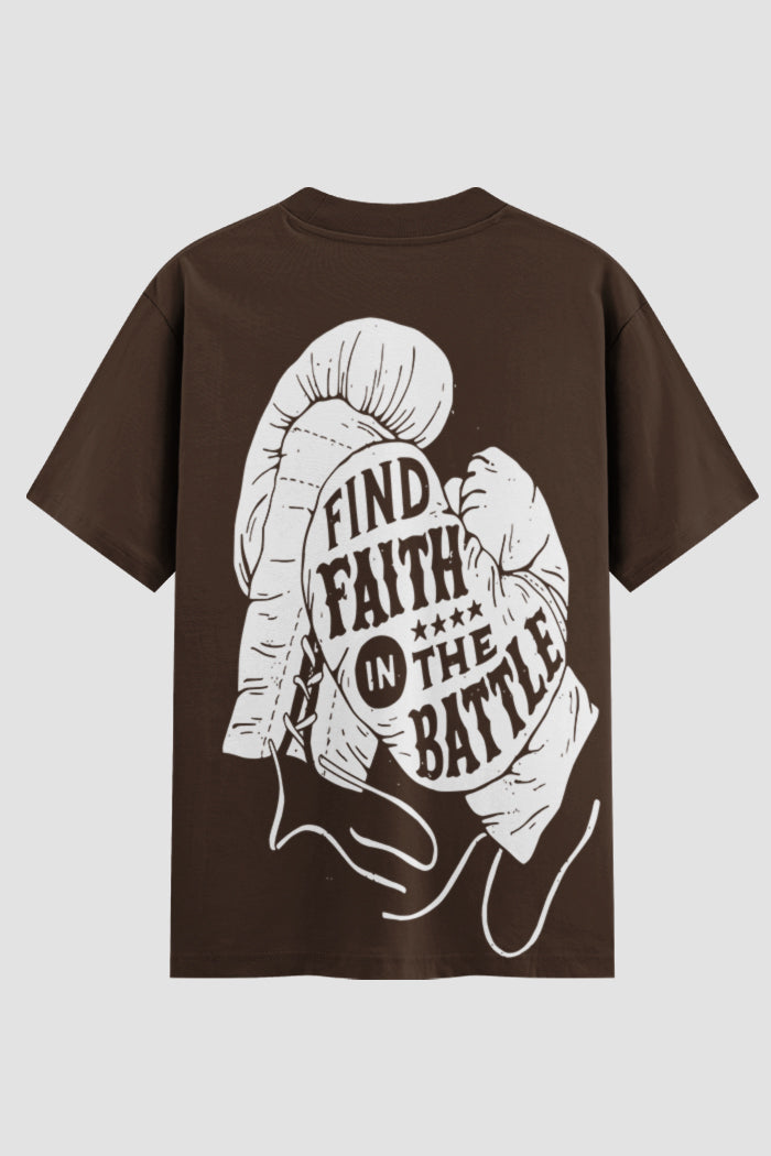 Camiseta Oversized Suedine Coleção Faith Find Faith The Battle