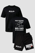 Kit Camiseta algodão com Short Dry Fit Jiu Jitsu pareço bonzinho modelo 1