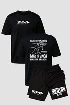 Kit Camiseta algodão com Short Dry Fit Jiu Jitsu pareço bonzinho modelo 1