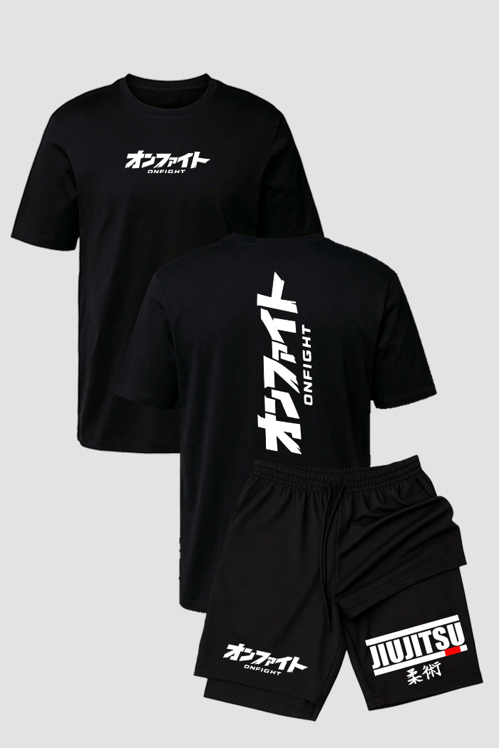Kit Camiseta algodão com Short Dry Fit Jiu Jitsu onfight new