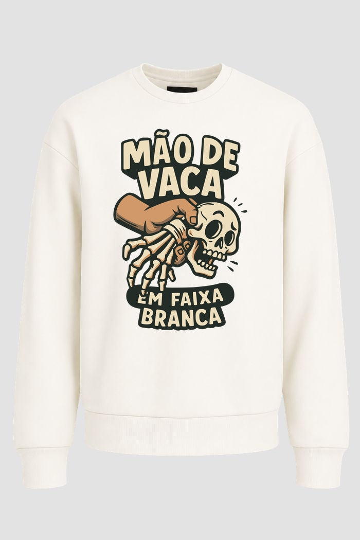 Moletom Sem Capuz Jiu-Jitsu mão de vaca em faixa branca modelo 02