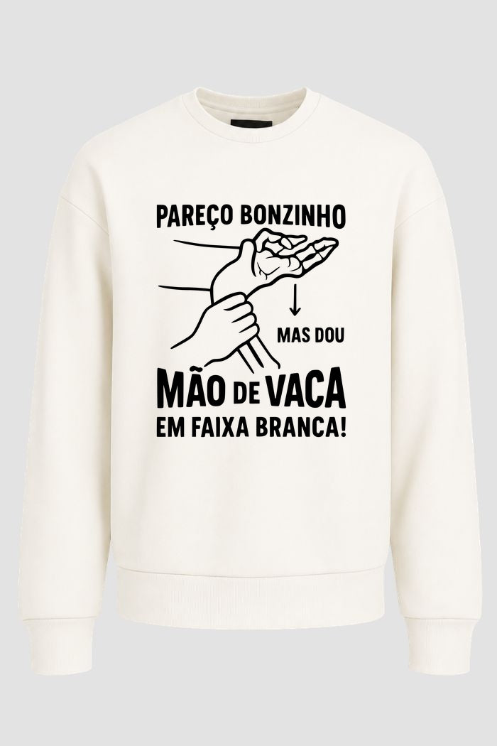 Moletom Sem Capuz Jiu jitsu pareço bonzinho modelo 1