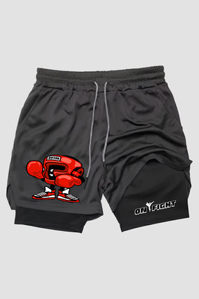 Short de compressão  2 em 1 boxe Luvas Digital 3d