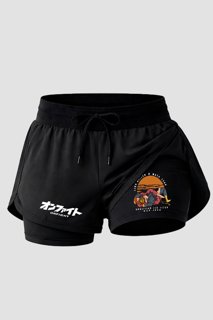 Short de compressão 2 em 1 feminino jiu-jitsu Lion Killer