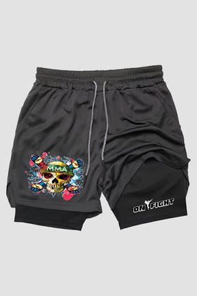 Short de compressão  2 em 1 MMA Skull Wings