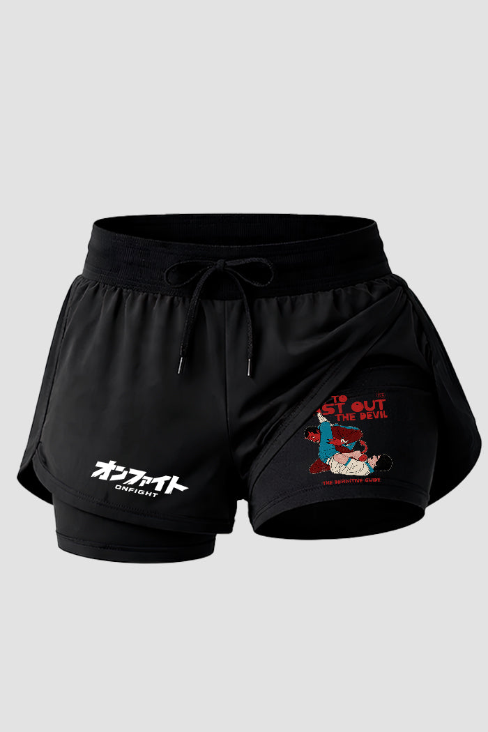 Short de compressão 2 em 1 feminino jiu-jitsu  Cast out Devil