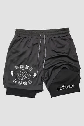 Short de compressão  2 em 1 jiu-jitsu Free Hugs – Armbar Edition