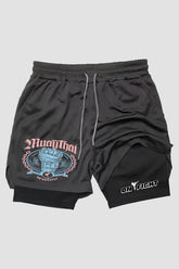 Short de compressão Muay Thai 2 em 1 Red Impact
