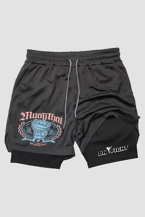 Short de compressão Muay Thai 2 em 1 Red Impact