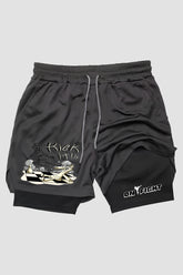 Short de compressão  2 em 1 karate Chess Fighter