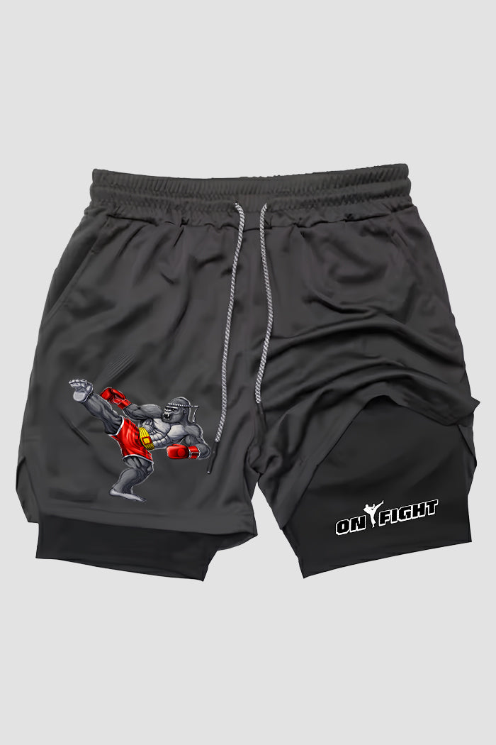Short de compressão Muay Thai 2 em 1 Gorilla Power