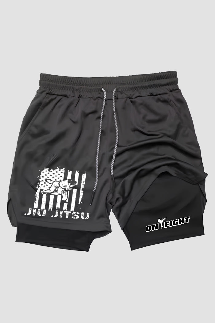 Short de compressão  2 em 1 jiu-jitsu Bjj Patriot