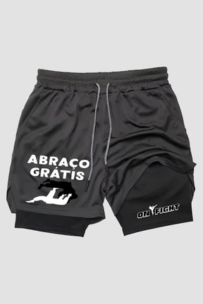 Short de compressão  2 em 1 jiu-jitsu Abraço Grátis