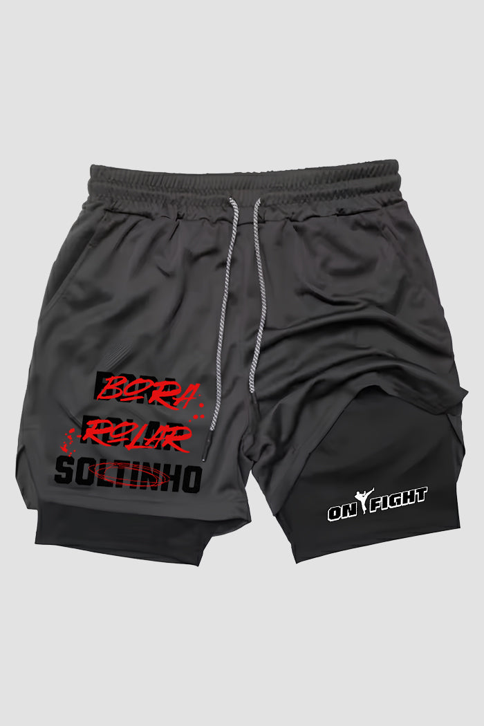 Short de compressão  2 em 1 jiu-jitsu Bora Rolar Soltinho