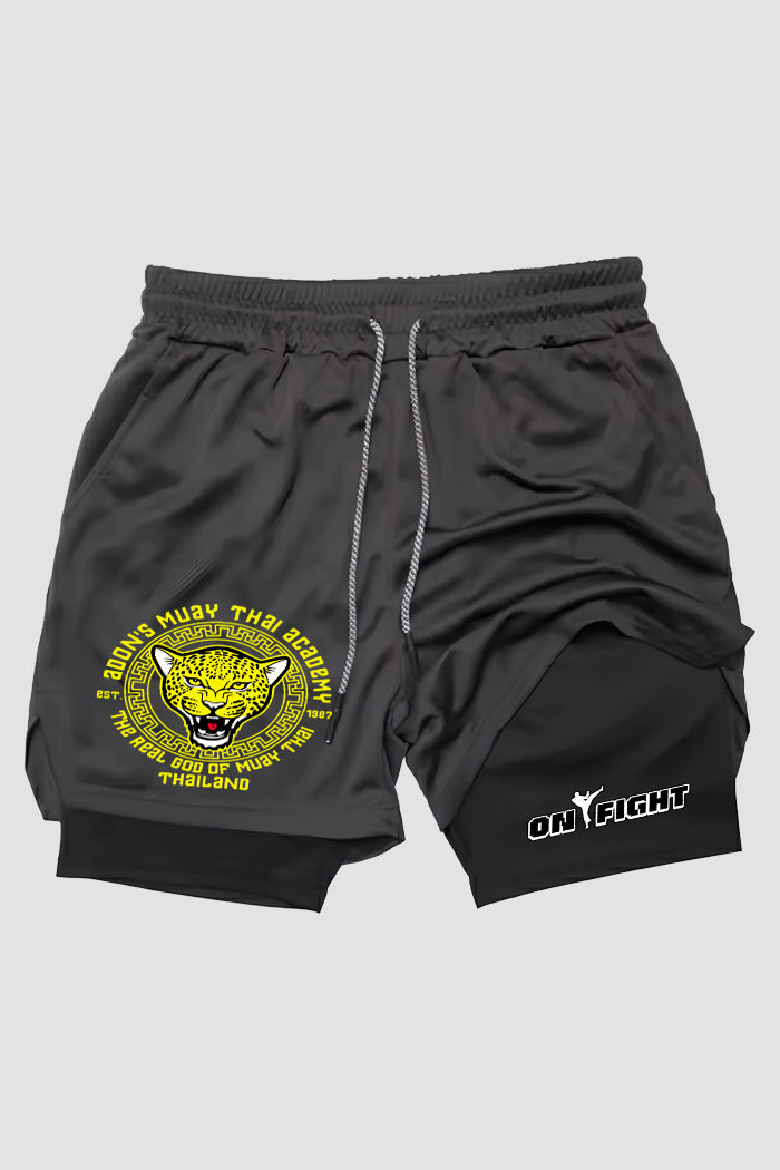 Short de compressão Muay Thai 2 em 1 Leopard Academy