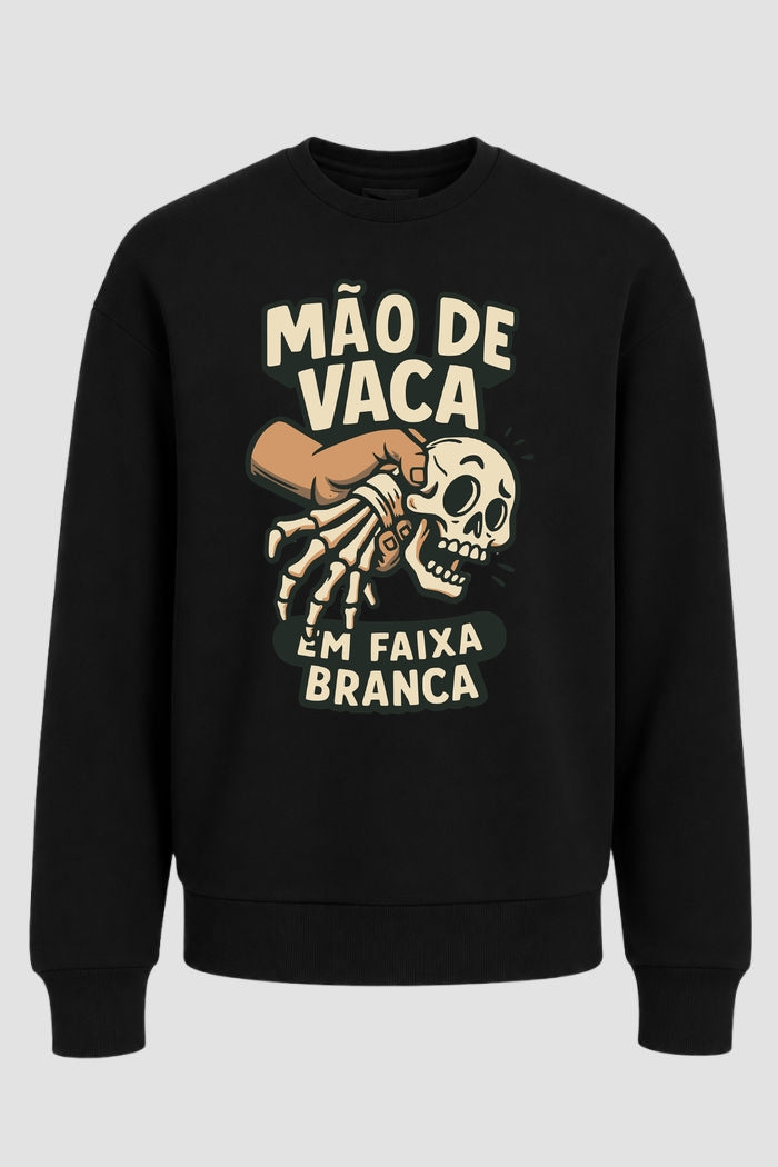 Moletom Sem Capuz Jiu-Jitsu mão de vaca em faixa branca modelo 02