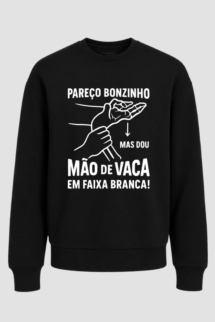 Moletom Sem Capuz Jiu jitsu pareço bonzinho modelo 1