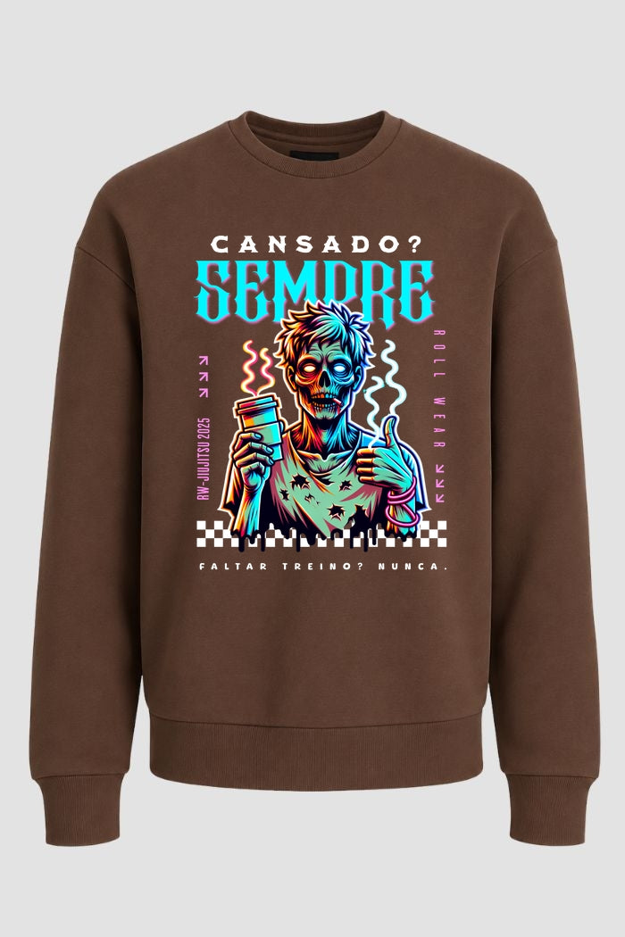 Moletom Sem Capuz Jiu jitsu Cansado Sempre