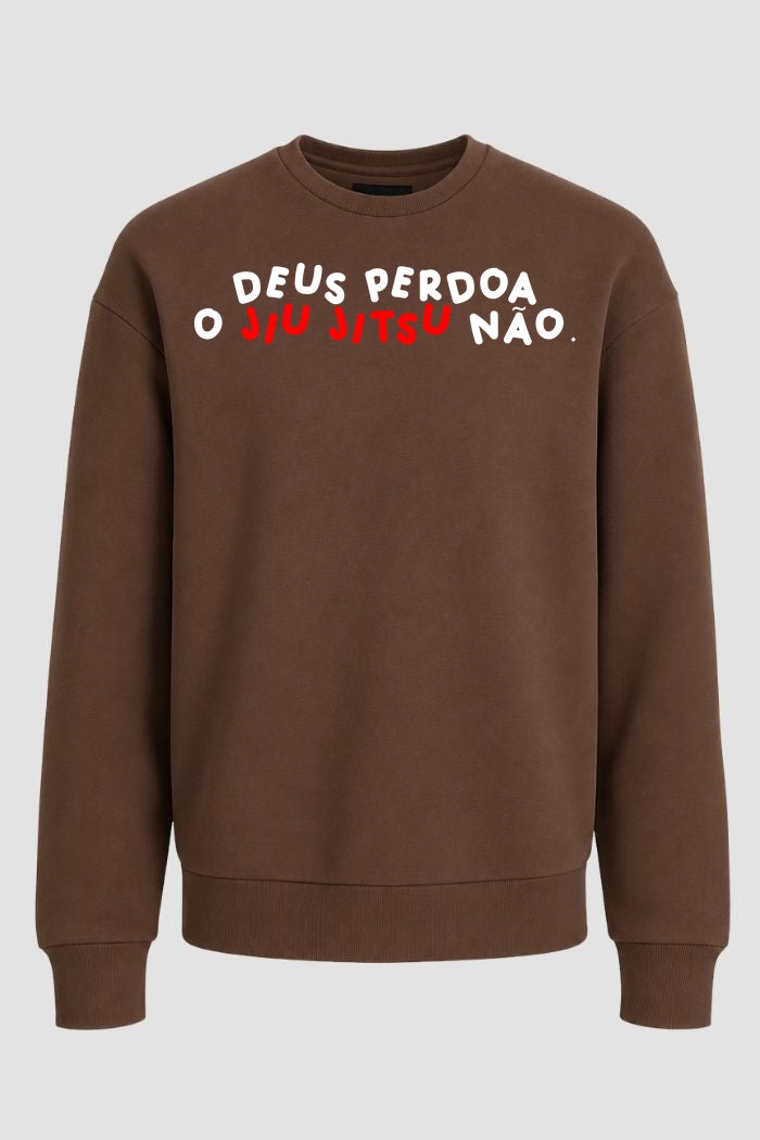 Moletom Sem Capuz Jiu-Jitsu Deus perdoa o jiu jitsu não