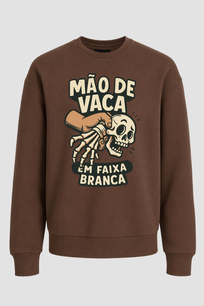 Moletom Sem Capuz Jiu-Jitsu mão de vaca em faixa branca modelo 02