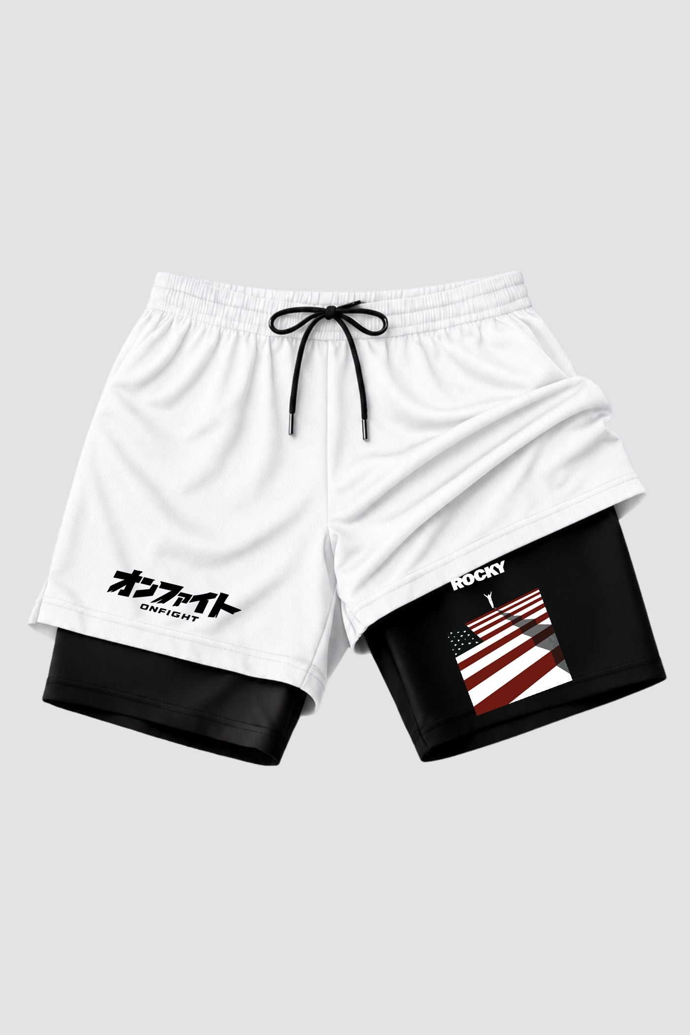 Short de compressão 2 em 1 Rocky Balboa American Flag Ring