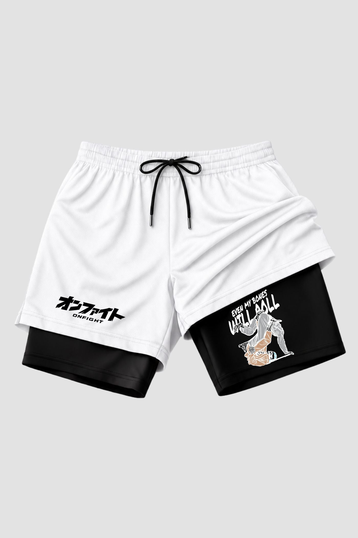 Short de compressão 2 em 1 jiu-jitsu Even My Bones Will Roll