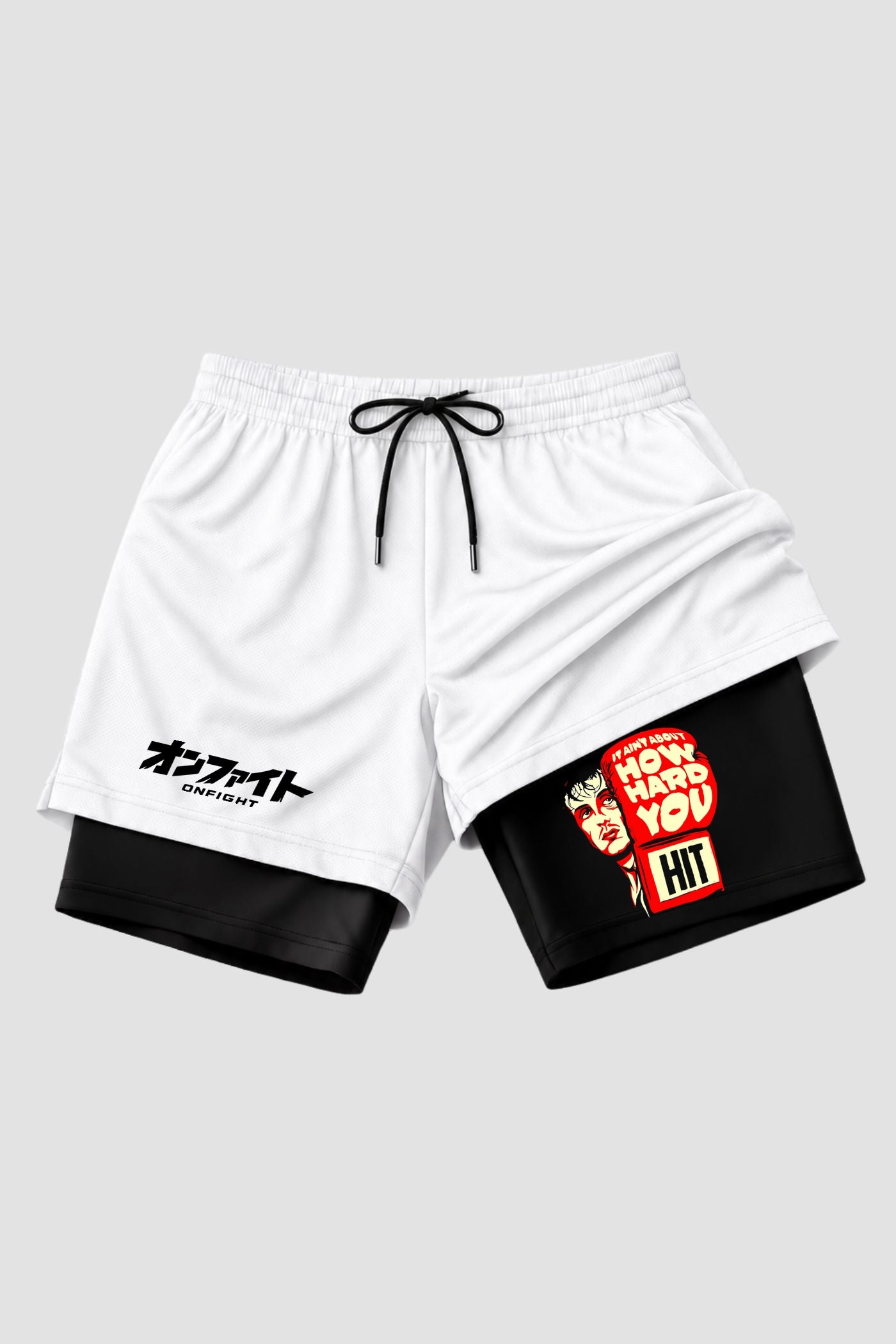 Short de compressão 2 em 1 Rocky Balboa How Hard You Hit