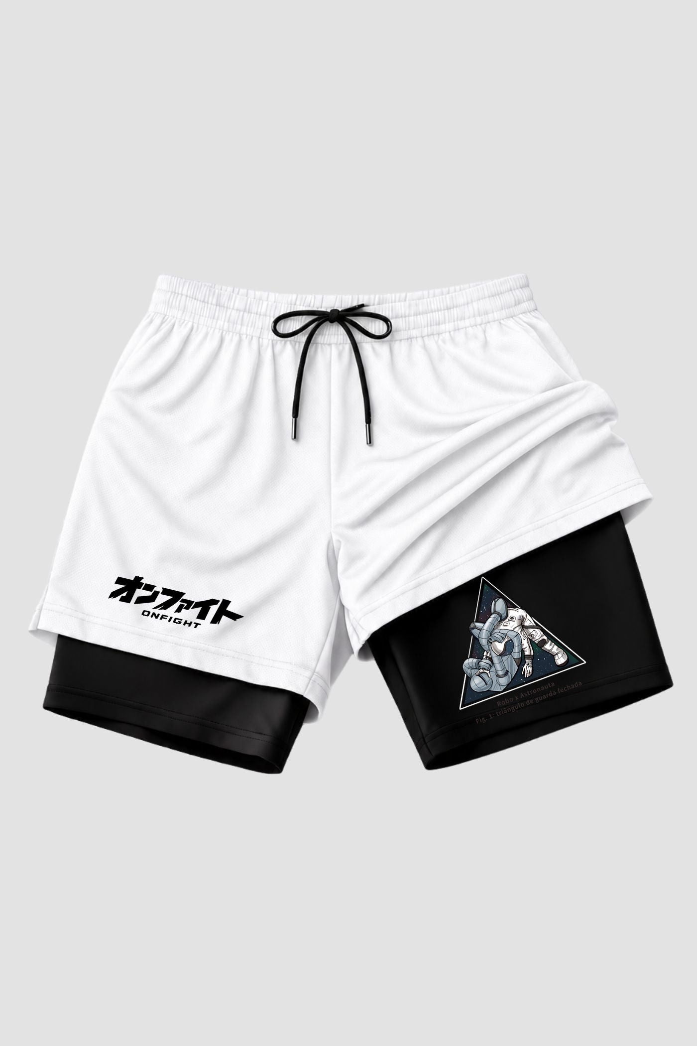 Short de compressão 2 em 1 jiu-jitsu Robo X Astronauta – Triângulo De Guarda Fechada
