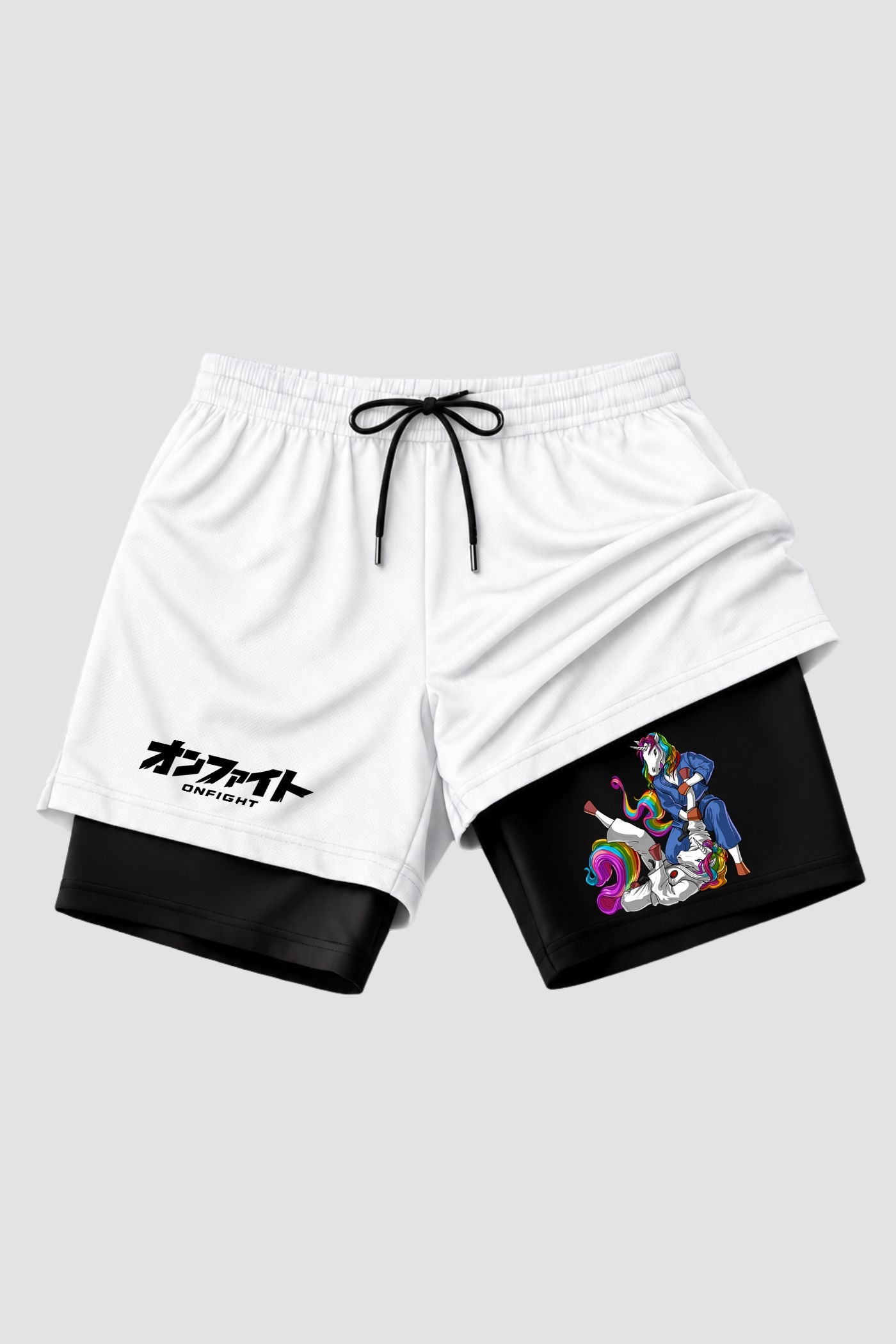 Short de compressão 2 em 1 jiu-jitsu Unicorn Roll