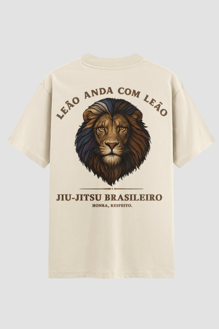 Camiseta Oversized Jiu-Jitsu Leão anda com Leão