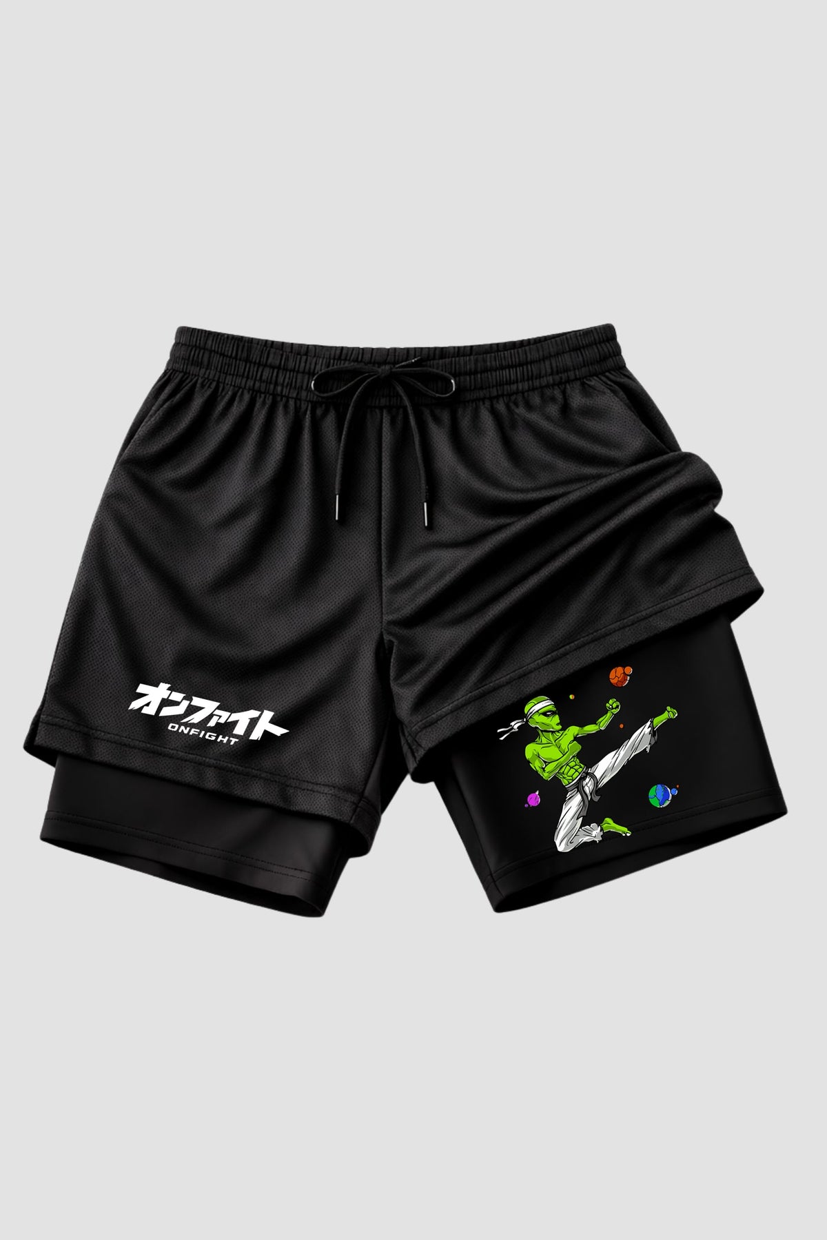 Short de compressão  2 em 1 Alien Karate