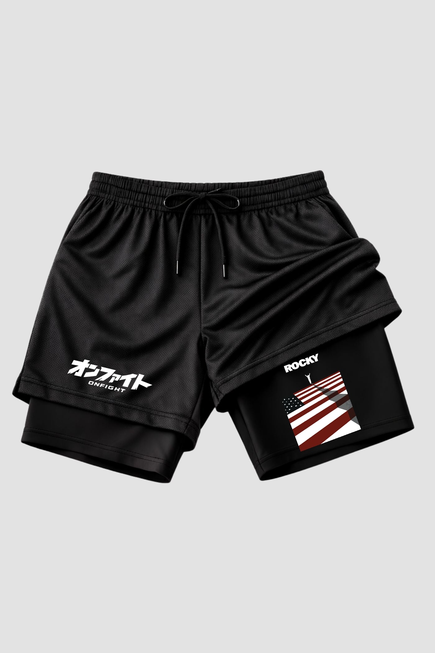 Short de compressão 2 em 1 Rocky Balboa American Flag Ring
