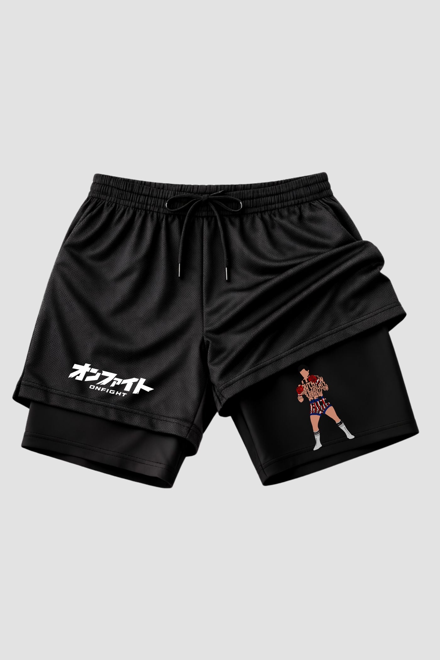Short de compressão 2 em 1 Rocky Balboa Champion Pose Full