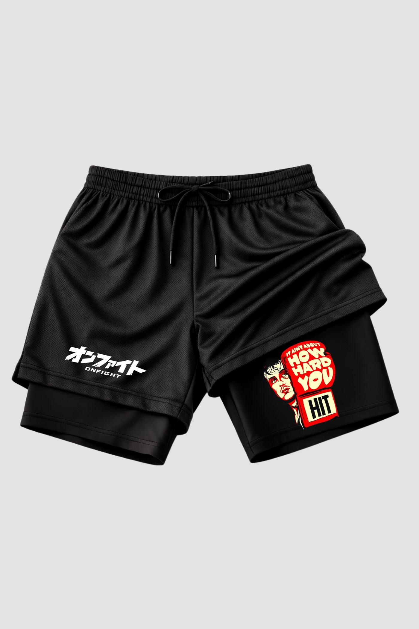 Short de compressão 2 em 1 Rocky Balboa How Hard You Hit