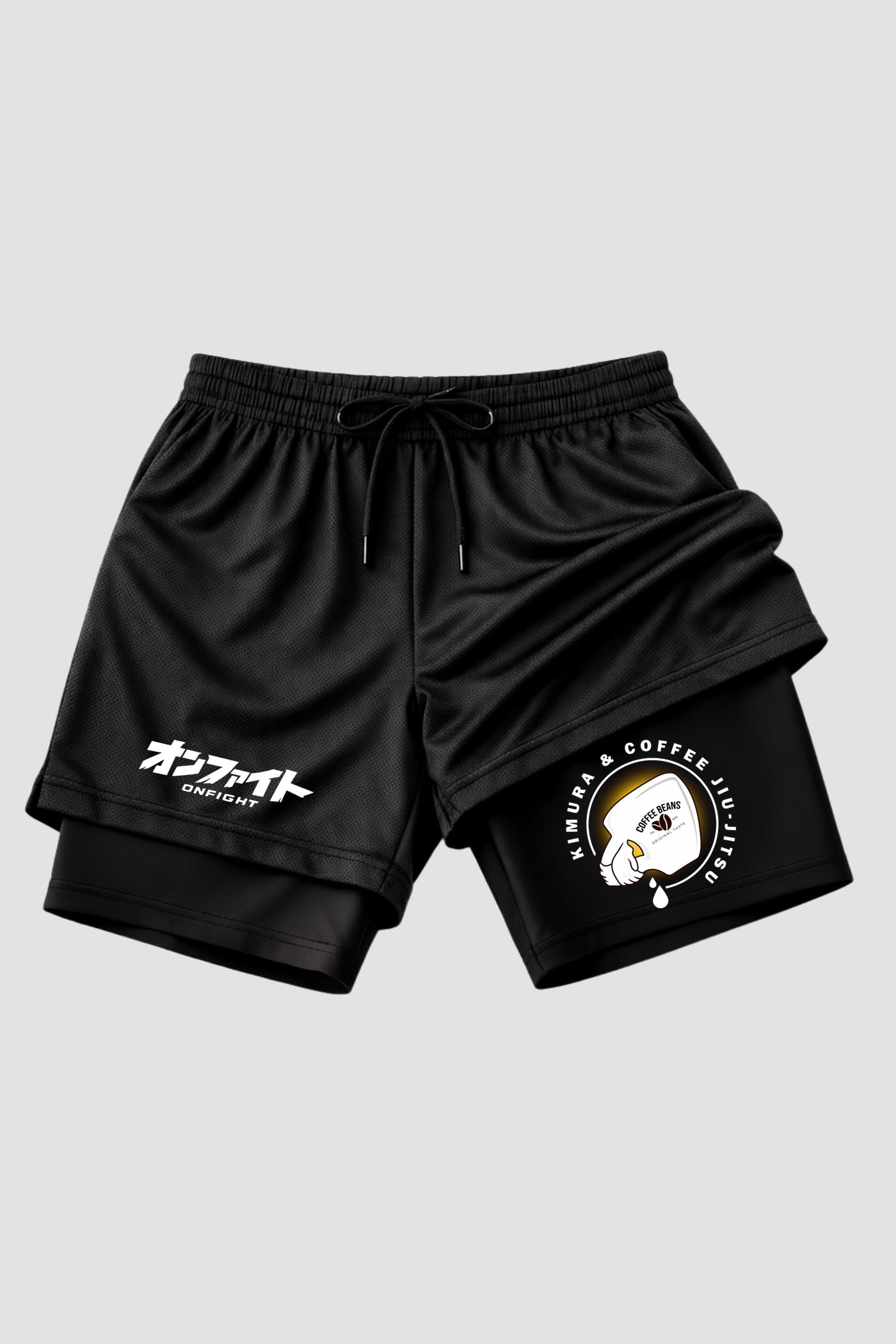 Short de compressão 2 em 1 jiu-jitsu Kimura & Coffee