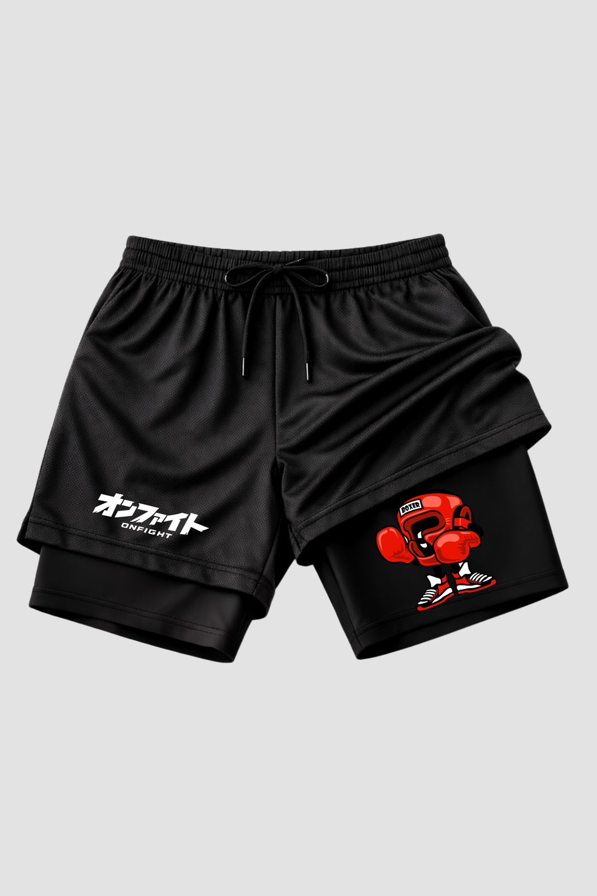 Short de compressão  2 em 1 boxe Luvas Digital 3d